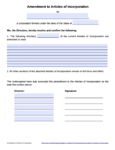 A free template of Northwest Registered Agent for a legal form on amendment to articles of incorporation.